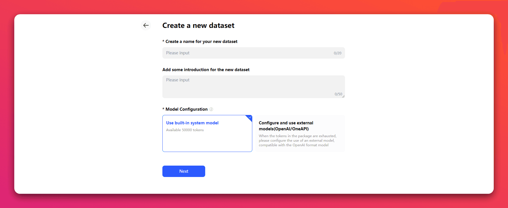 Create a new dataset.png